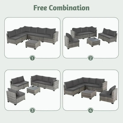 Zenova Patio Conversation Sets,Wicker Rattan Chairs Sofa Sets,Patio Furniture Seating