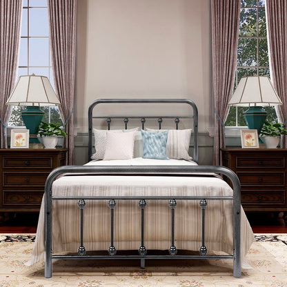 Alazyhome Simple Vintage Metal Platform Bed Frame, Easy-Assembly
