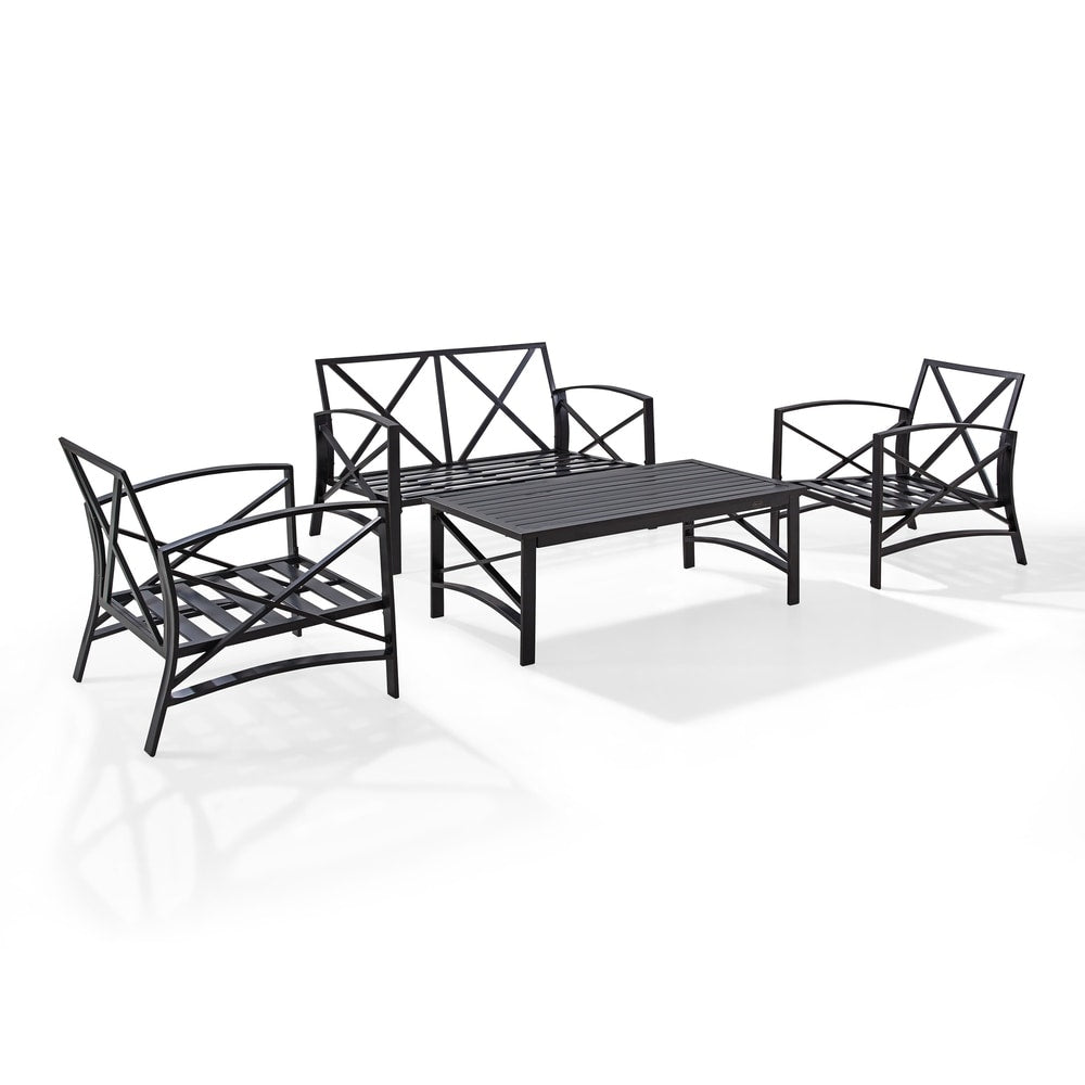Crosley Kaplan 4Pc Outdoor Loveseat Patio Furniture Set - 138.75 W x 72.19 D x 32 H