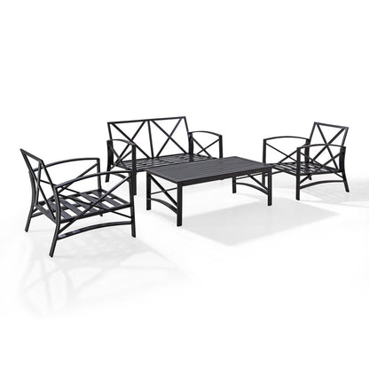 Crosley Kaplan 4Pc Outdoor Loveseat Patio Furniture Set - 138.75 W x 72.19 D x 32 H