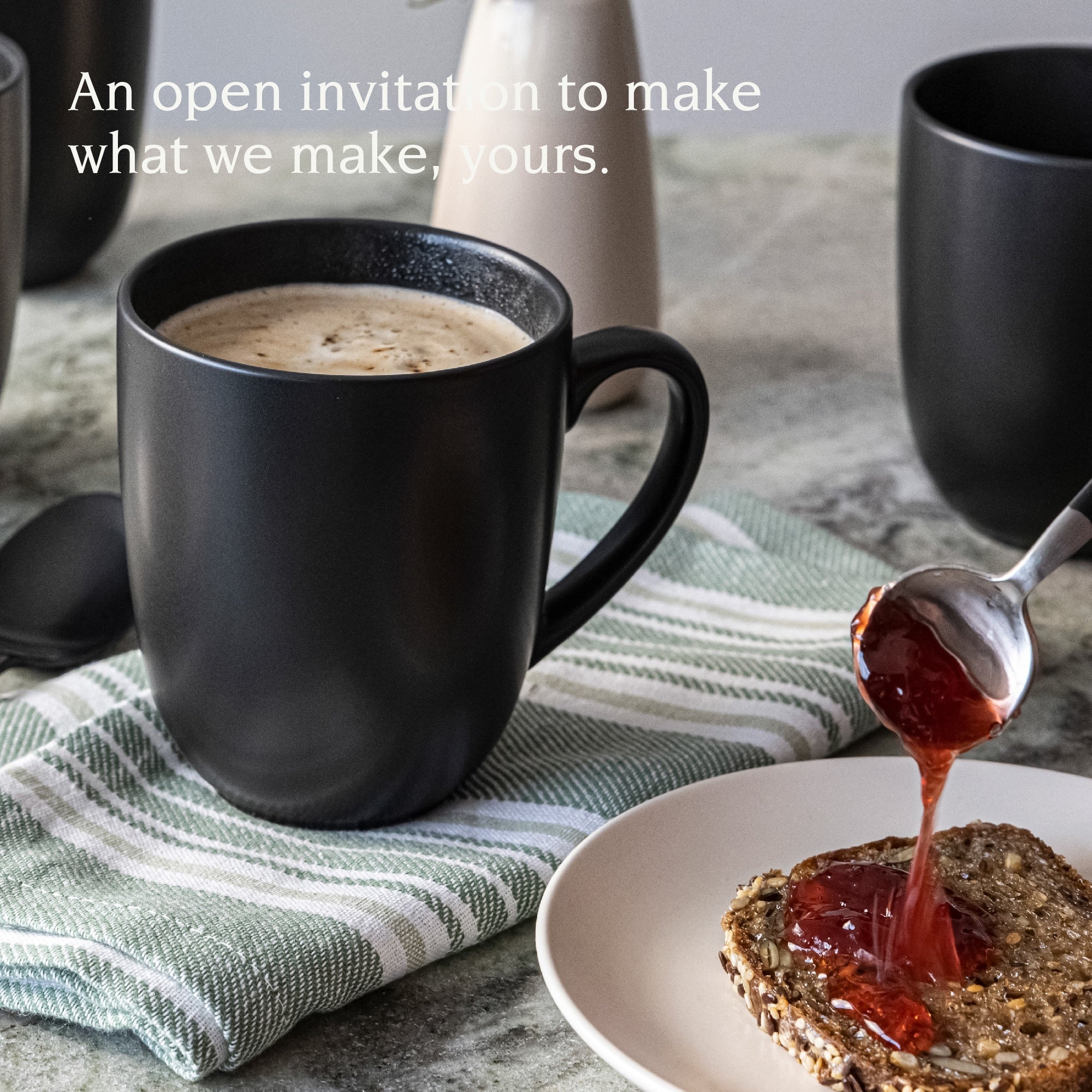 over&back Coupe 15oz Semi-Matte Stoneware Mugs, Set of 4