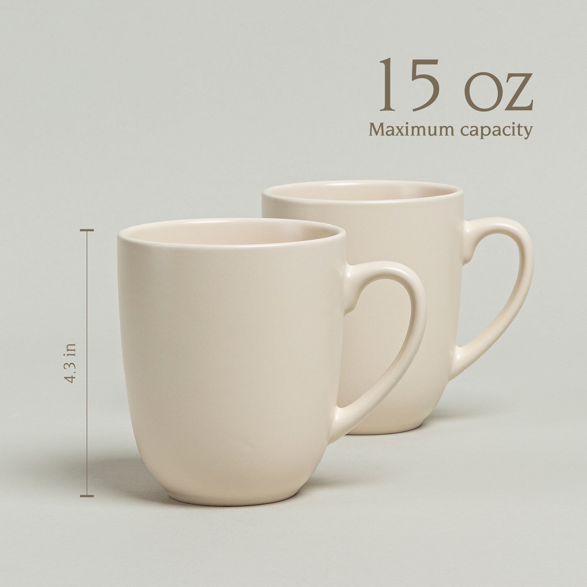 over&back Coupe 15oz Semi-Matte Stoneware Mugs, Set of 4
