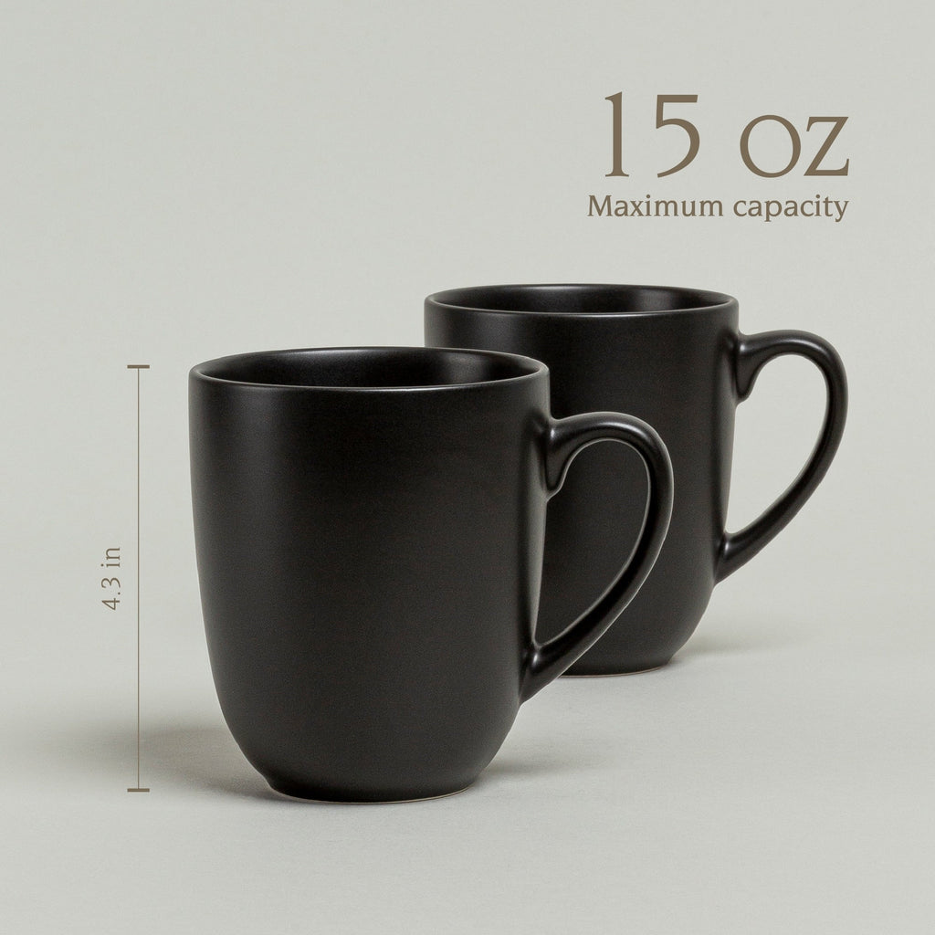 over&back Coupe 15oz Semi-Matte Stoneware Mugs, Set of 4