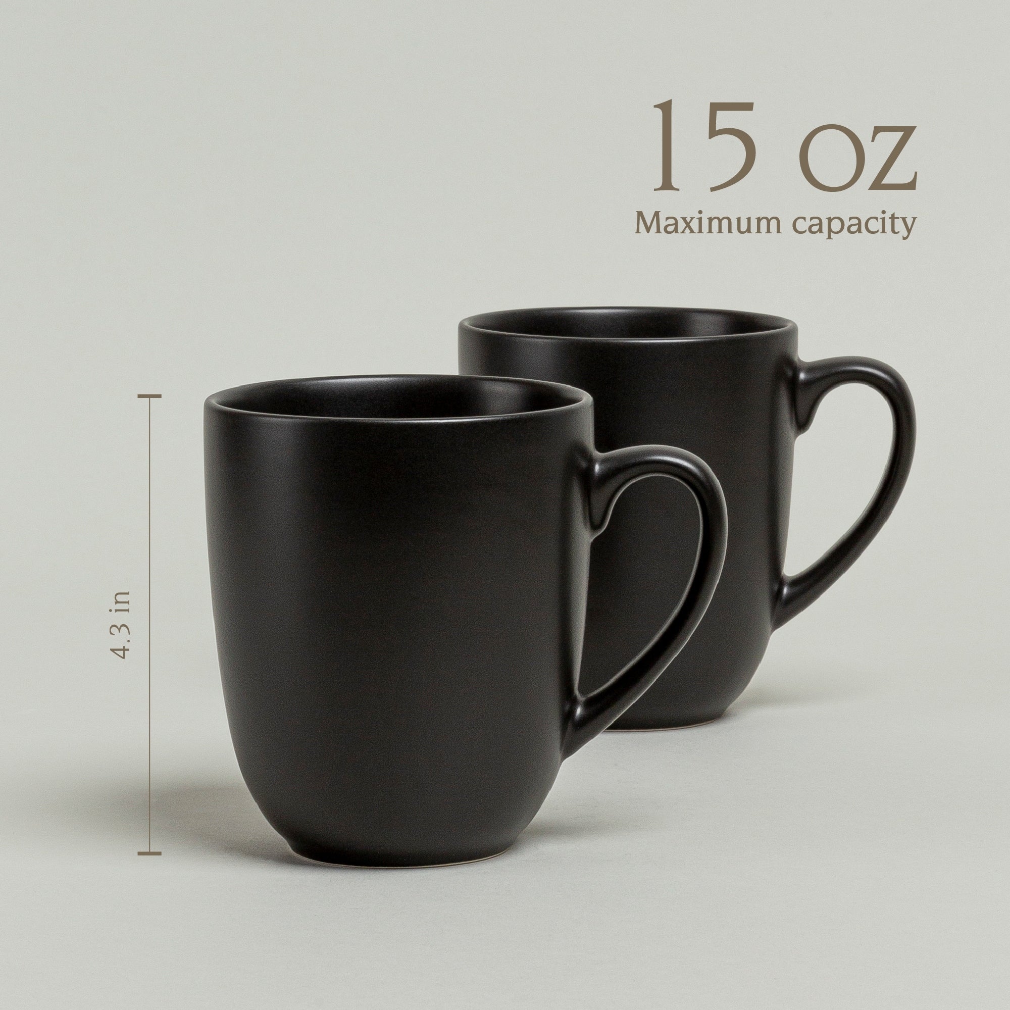 over&back Coupe 15oz Semi-Matte Stoneware Mugs, Set of 4