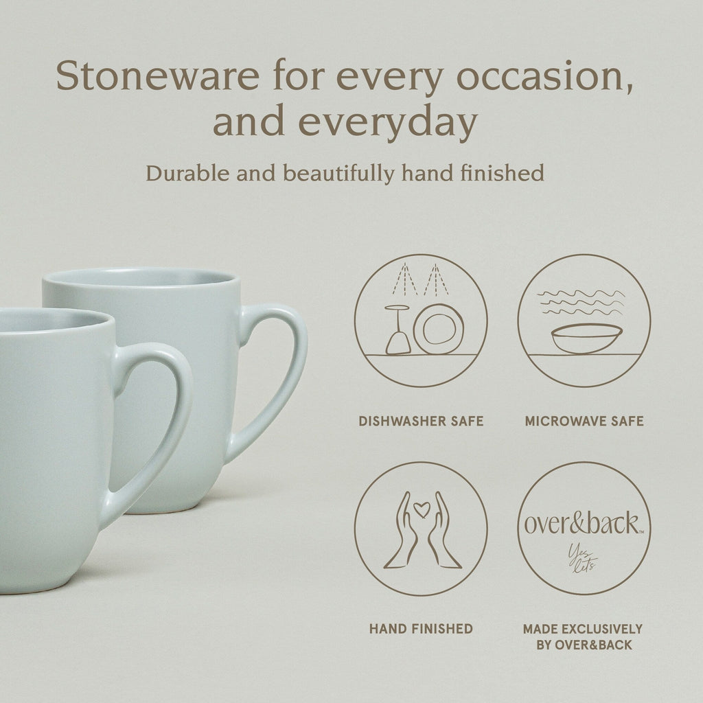 over&back Coupe 15oz Semi-Matte Stoneware Mugs, Set of 4