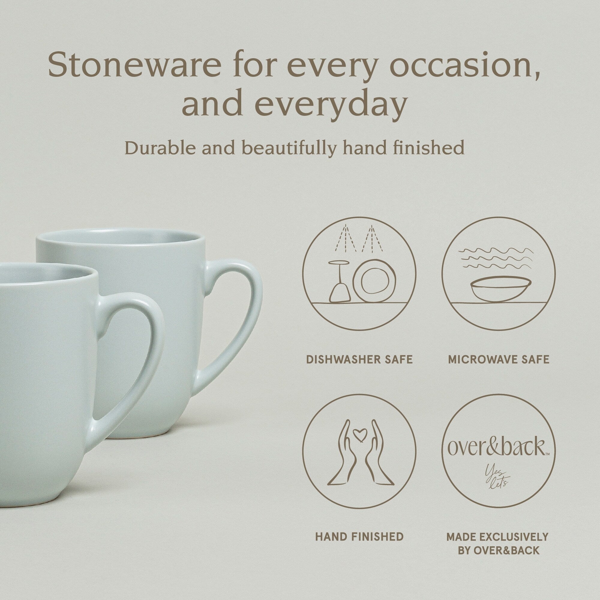 over&back Coupe 15oz Semi-Matte Stoneware Mugs, Set of 4
