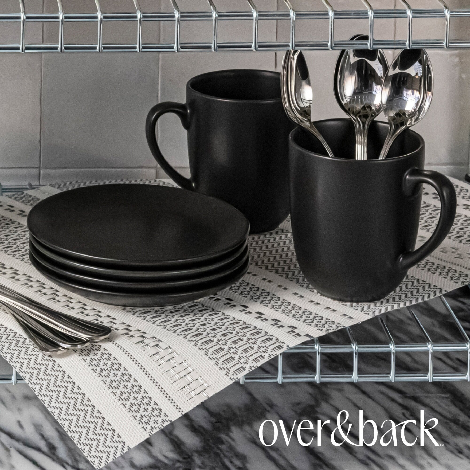 over&back Coupe 15oz Semi-Matte Stoneware Mugs, Set of 4