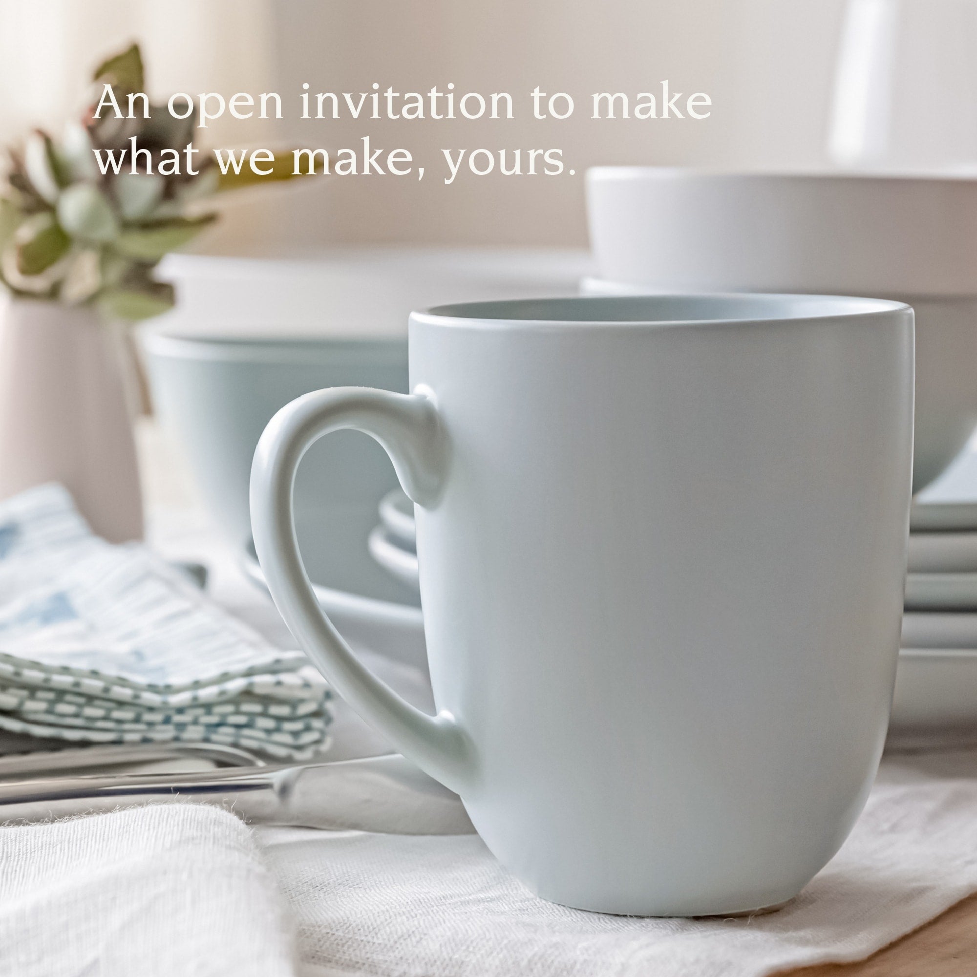 over&back Coupe 15oz Semi-Matte Stoneware Mugs, Set of 4