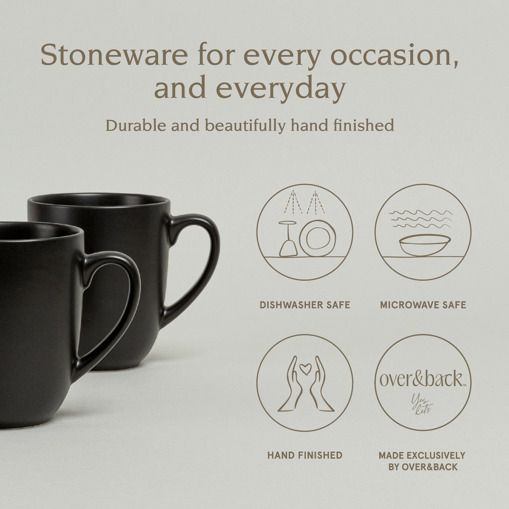 over&back Coupe 15oz Semi-Matte Stoneware Mugs, Set of 4
