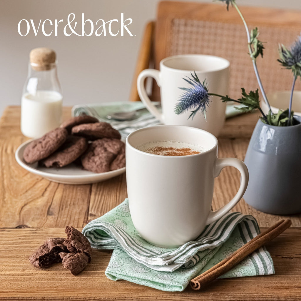 over&back Coupe 15oz Semi-Matte Stoneware Mugs, Set of 4