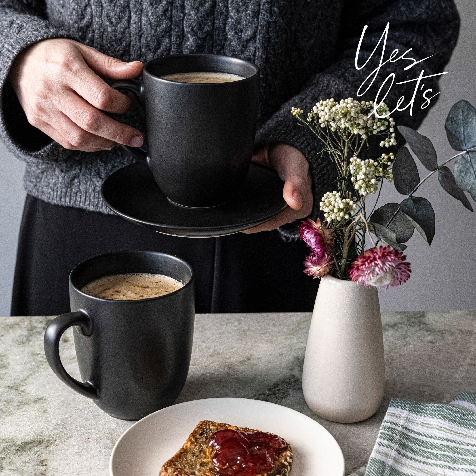 over&back Coupe 15oz Semi-Matte Stoneware Mugs, Set of 4