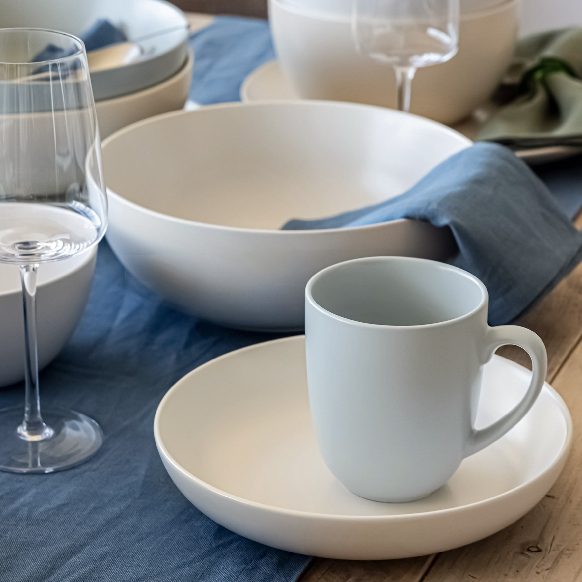 over&back Coupe 15oz Semi-Matte Stoneware Mugs, Set of 4