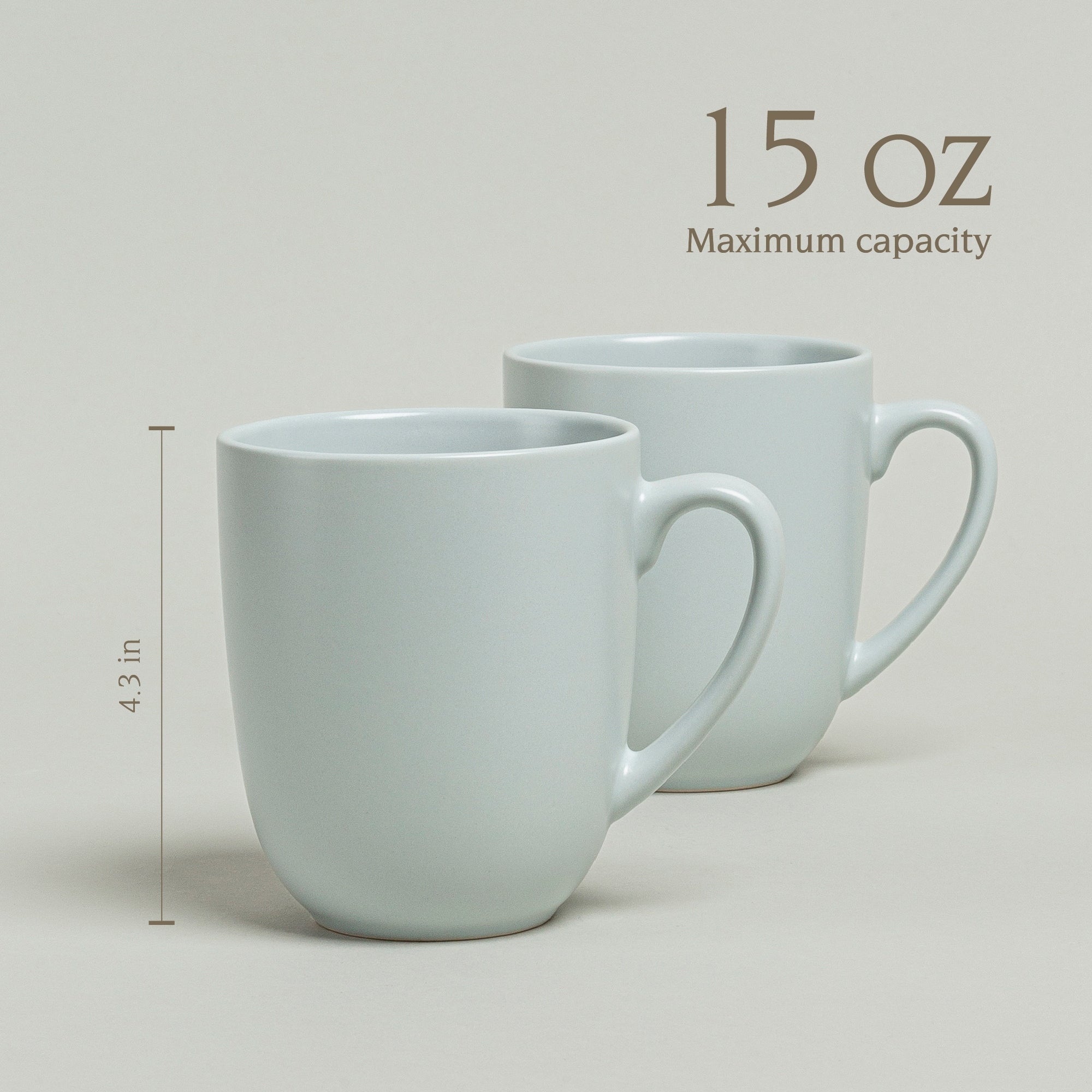 over&back Coupe 15oz Semi-Matte Stoneware Mugs, Set of 4