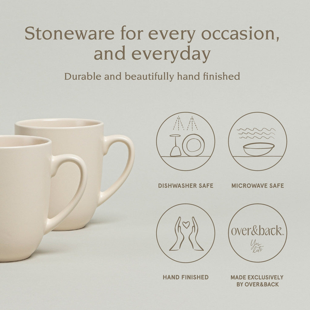 over&back Coupe 15oz Semi-Matte Stoneware Mugs, Set of 4