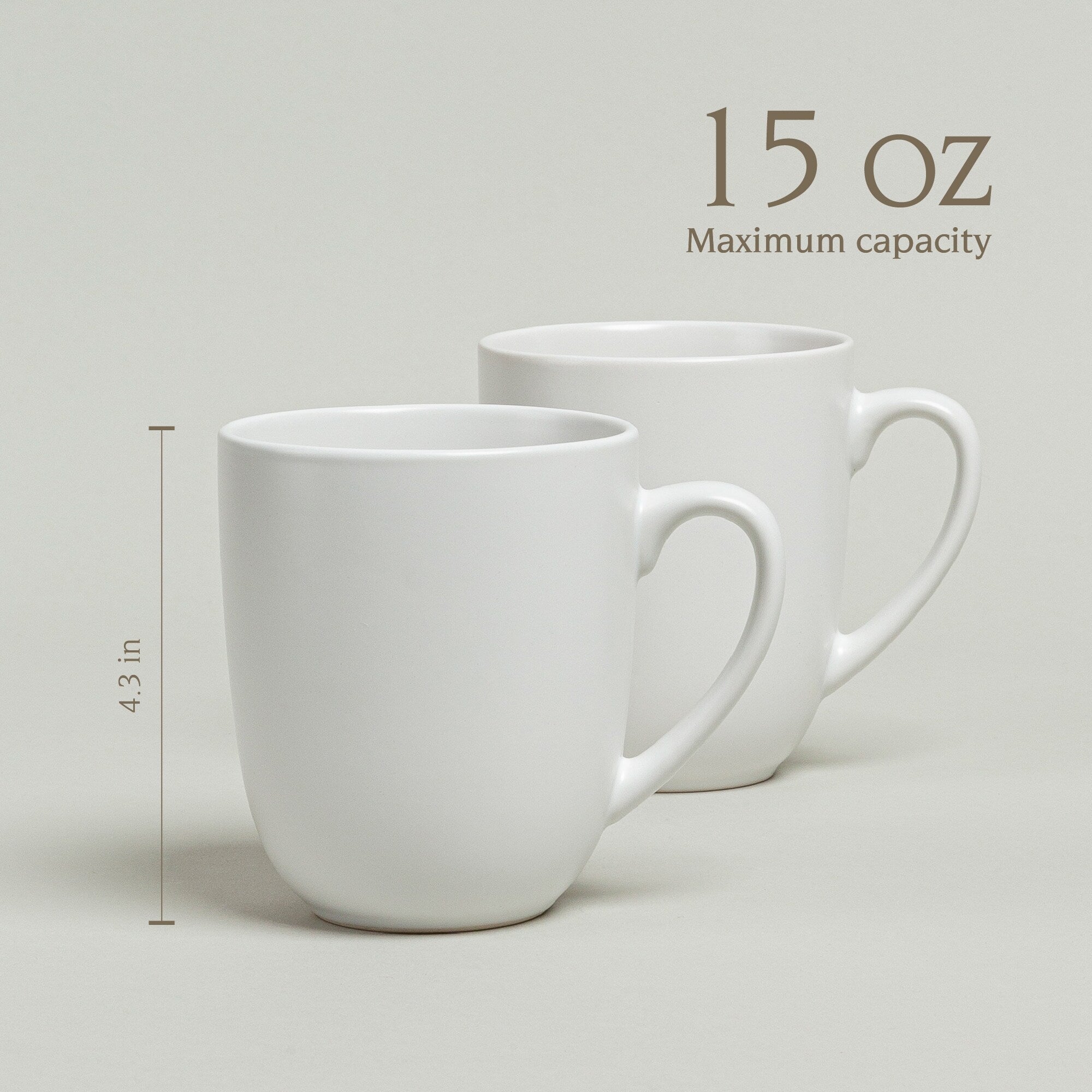 over&back Coupe 15oz Semi-Matte Stoneware Mugs, Set of 4
