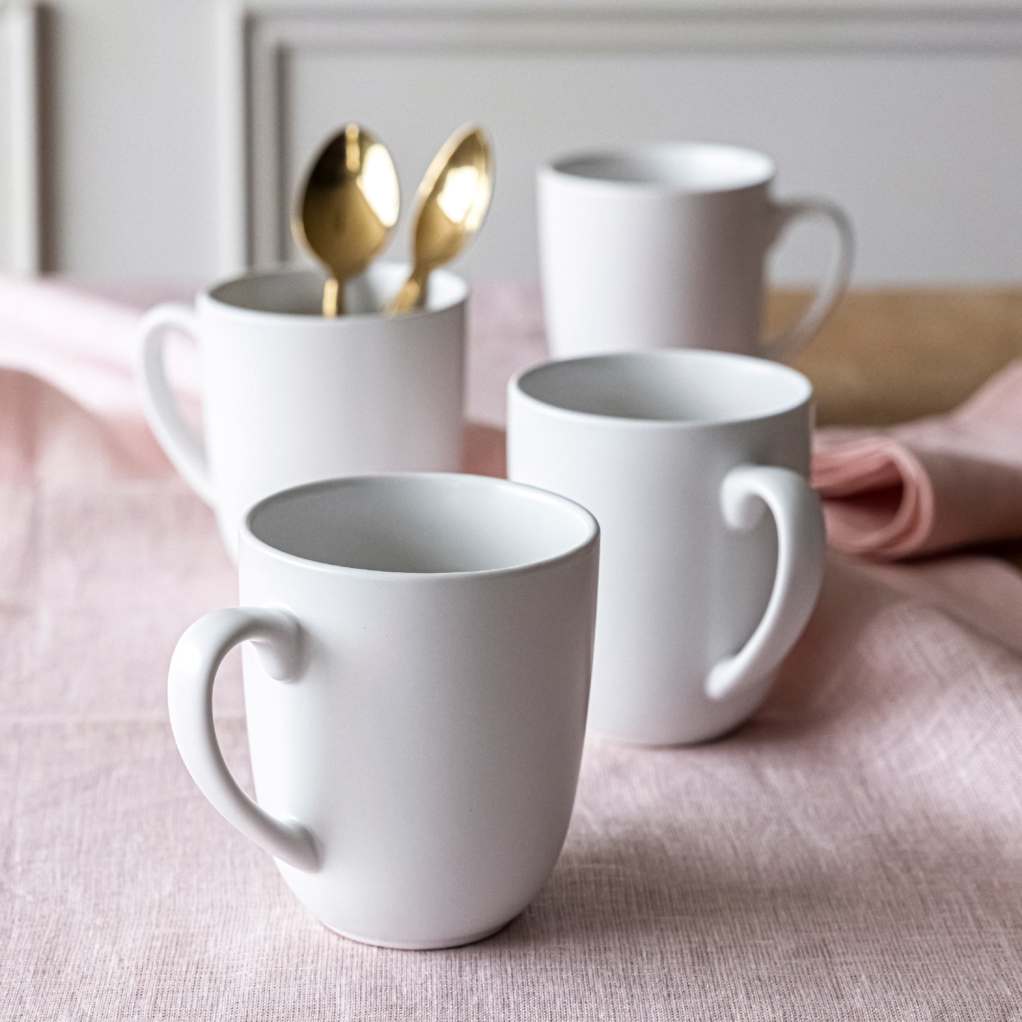over&back Coupe 15oz Semi-Matte Stoneware Mugs, Set of 4
