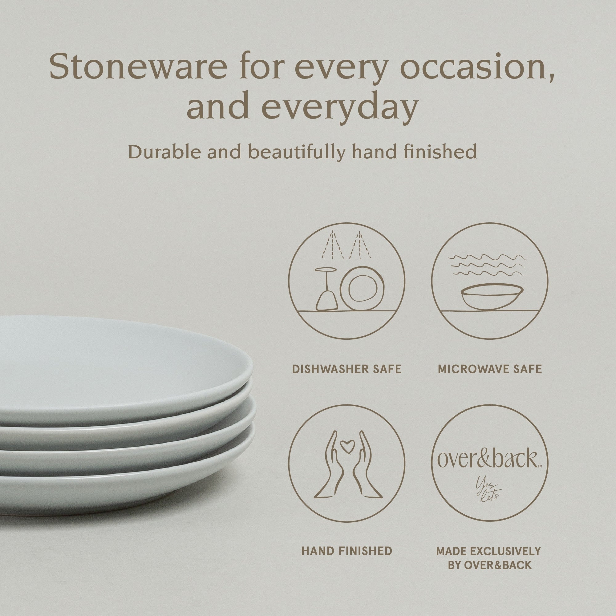 over&back Coupe Semi-Matte Stoneware Appetizer Plates, Set of 4