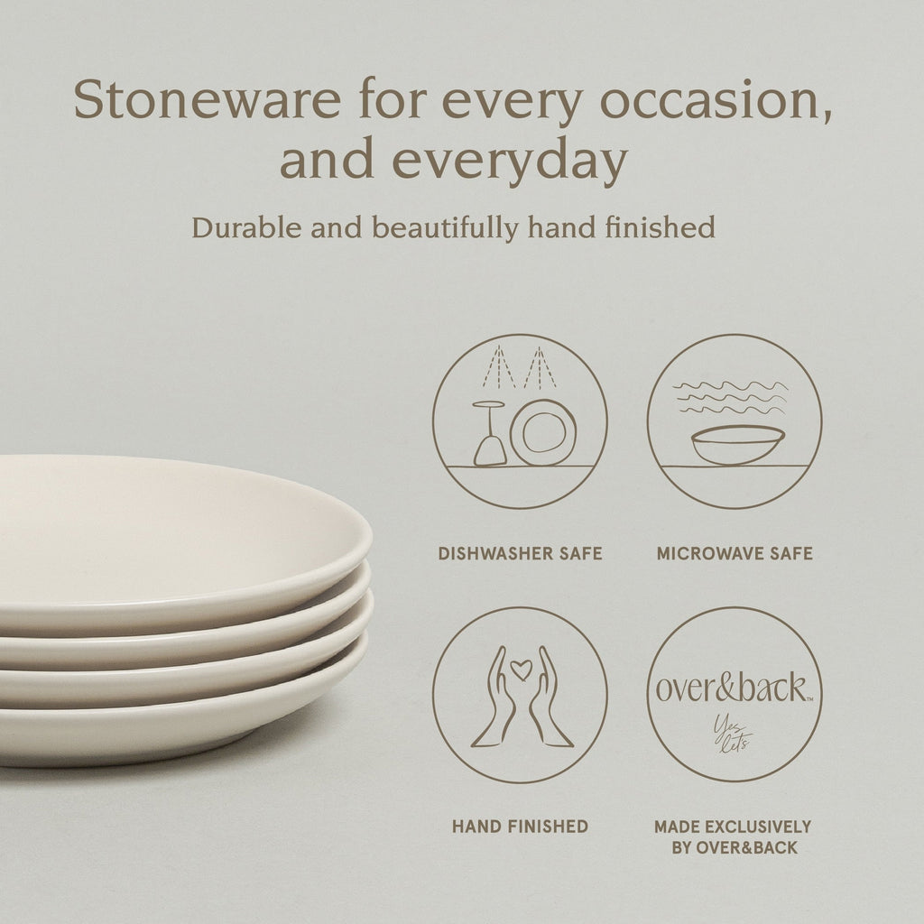 over&back Coupe Semi-Matte Stoneware Appetizer Plates, Set of 4