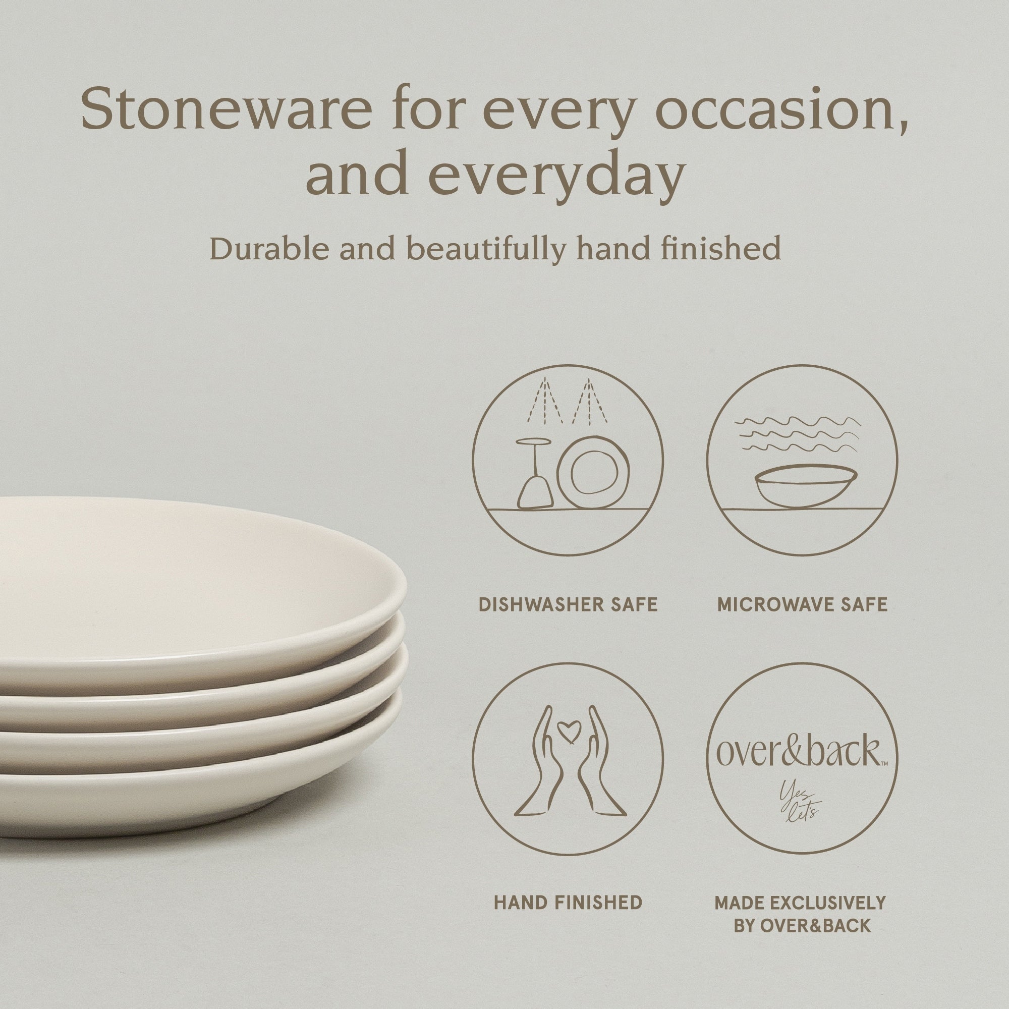 over&back Coupe Semi-Matte Stoneware Appetizer Plates, Set of 4