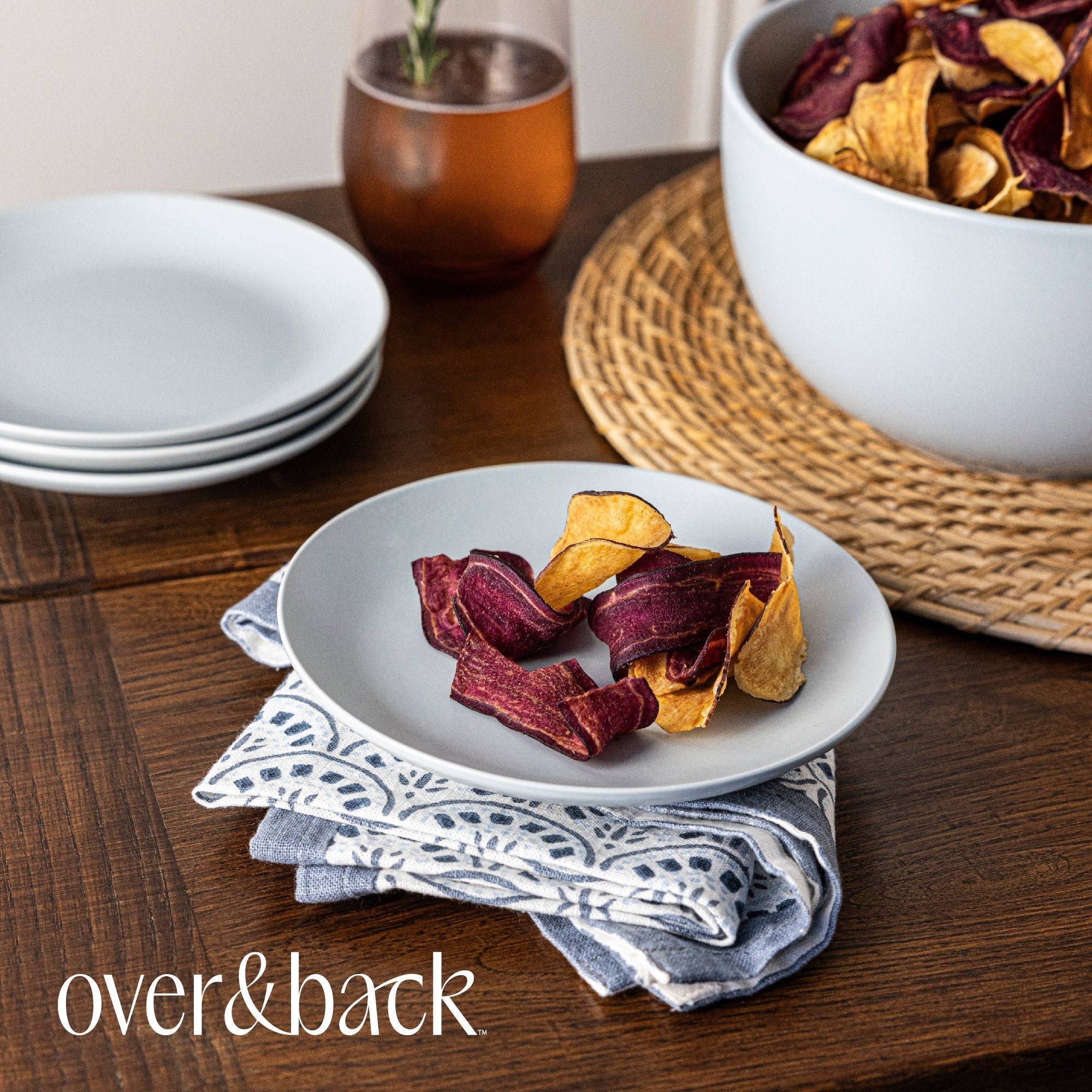 over&back Coupe Semi-Matte Stoneware Appetizer Plates, Set of 4