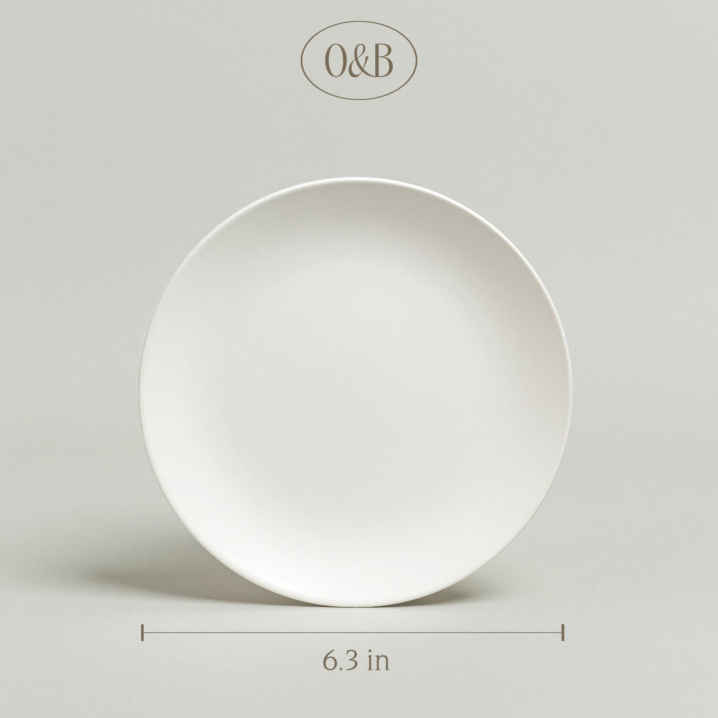 over&back Coupe Semi-Matte Stoneware Appetizer Plates, Set of 4