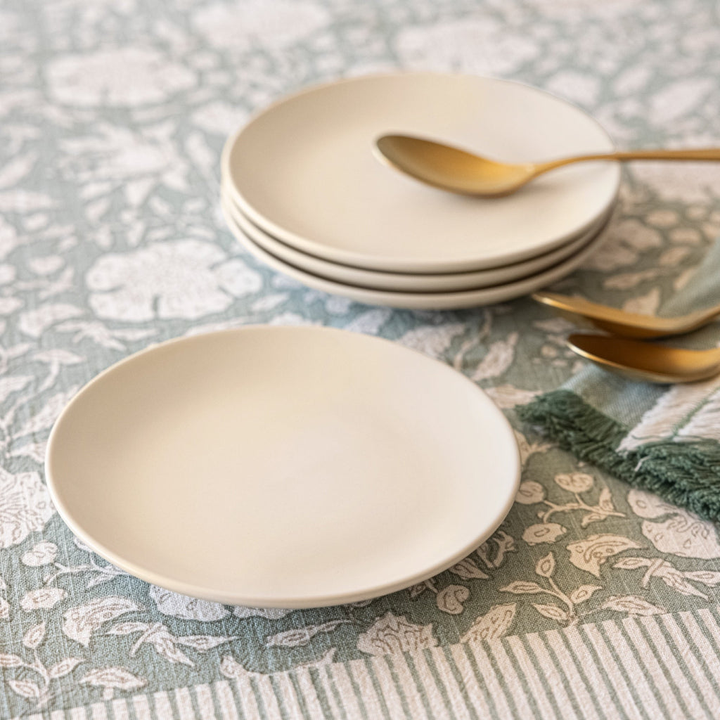 over&back Coupe Semi-Matte Stoneware Appetizer Plates, Set of 4