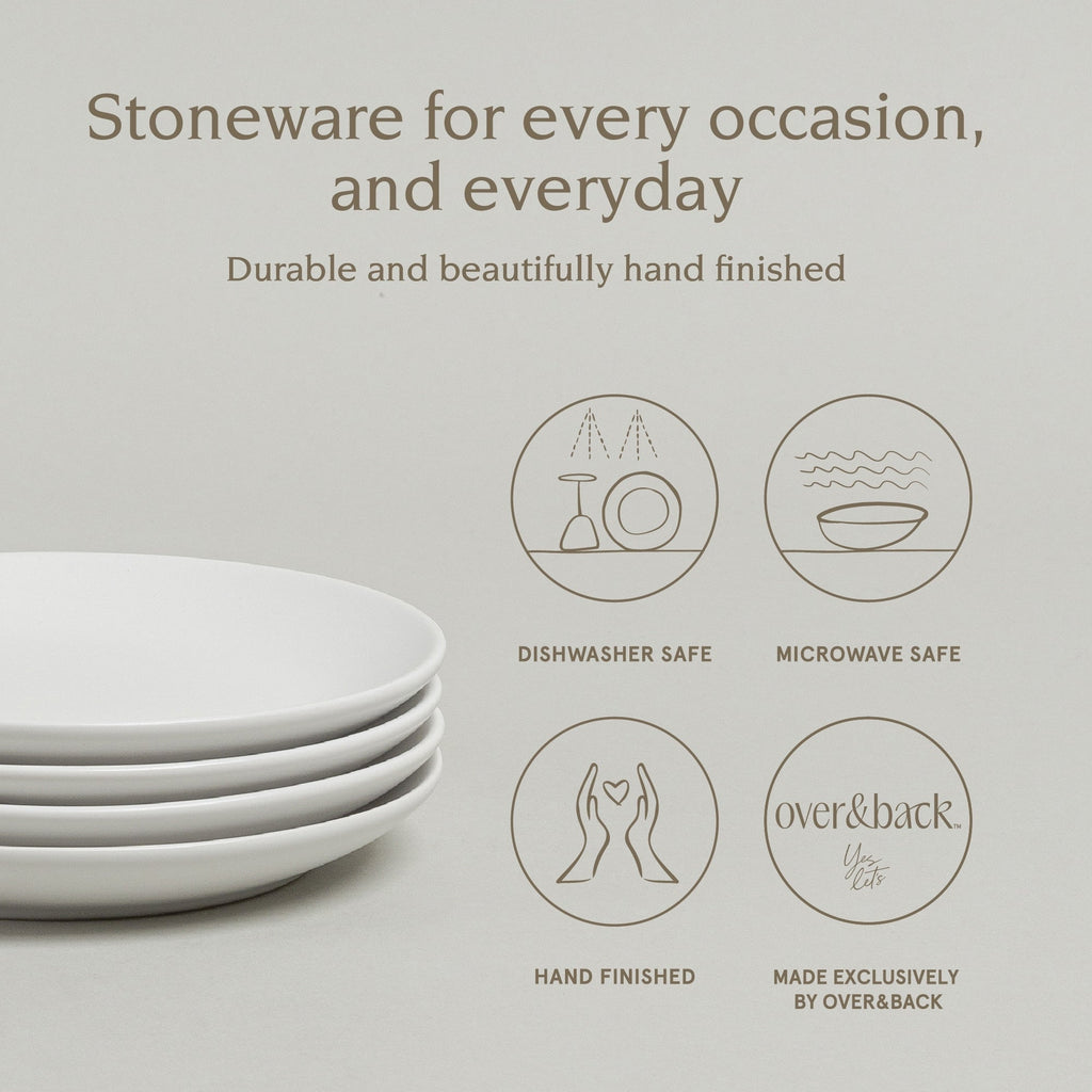 over&back Coupe Semi-Matte Stoneware Appetizer Plates, Set of 4