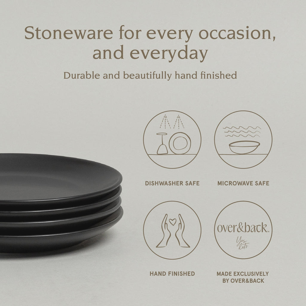 over&back Coupe Semi-Matte Stoneware Appetizer Plates, Set of 4