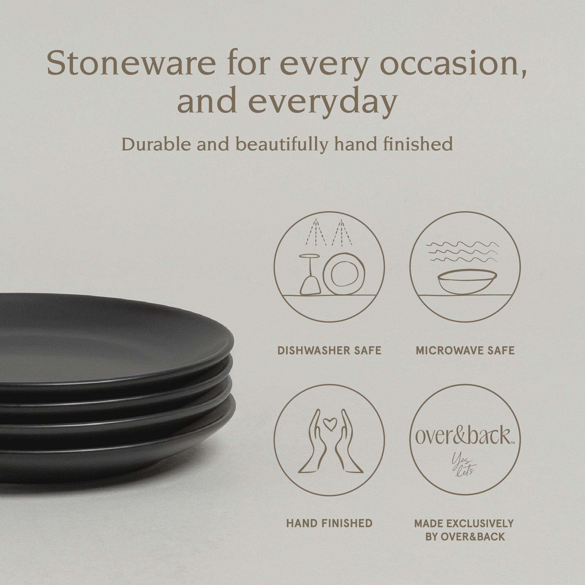 over&back Coupe Semi-Matte Stoneware Appetizer Plates, Set of 4