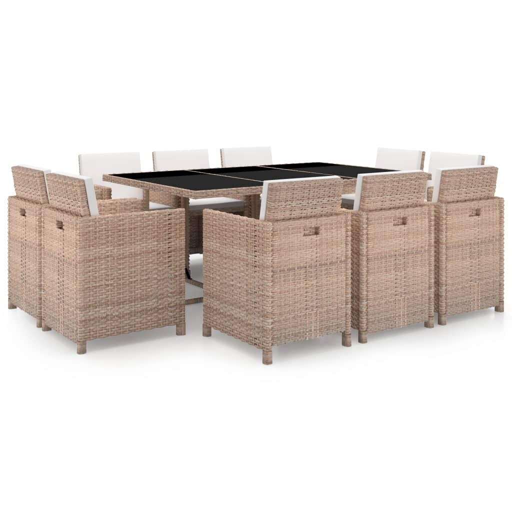 vidaXL Patio Furniture Set Outdoor Table and Chair Dining Set Poly Rattan