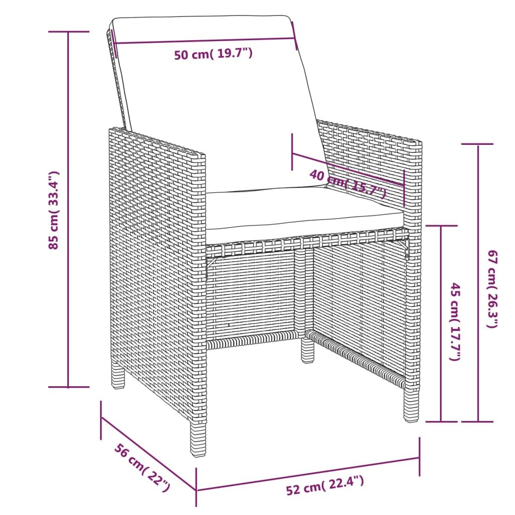 vidaXL Patio Furniture Set Outdoor Table and Chair Dining Set Poly Rattan